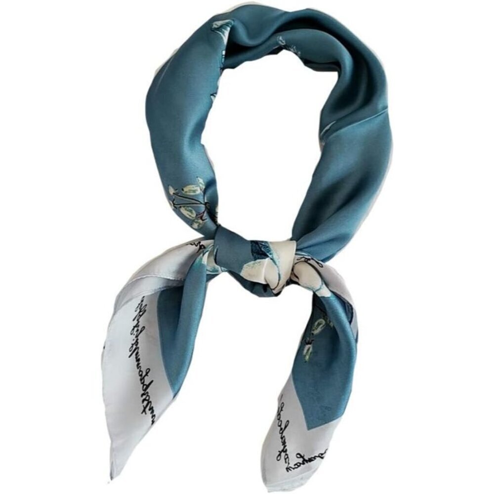 Silk Satin 13 Flower Head Scarf Medium Square Hair Scarf for Women 28 Inches